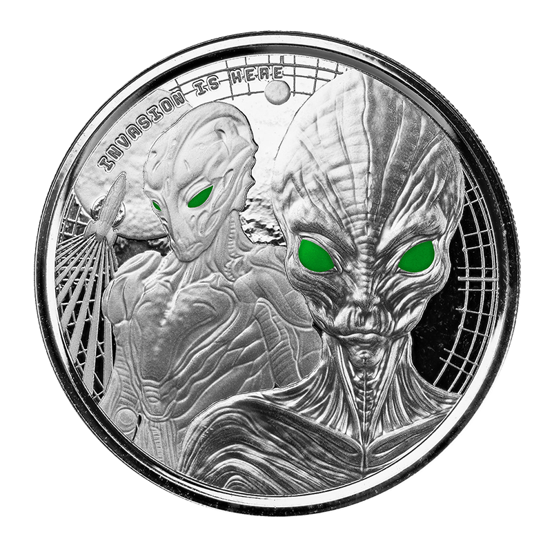Image for 1 oz The Ghana Alien Silver Colour Coin (2023) from TD Precious Metals